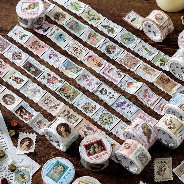 Set of 8 ancient postage stamp washi tape/Midcentry washi tape/japanese washi tape/Planner Supplies