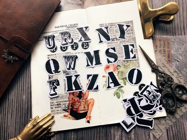 29pcs,Retro Characters stickers scrapbook, alphabet letter stickers,album stickers, journal stickers,