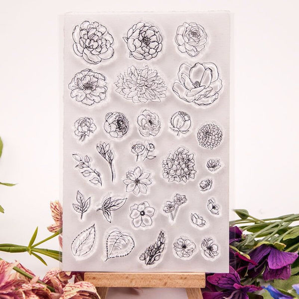 Rose flower clear Stamp/poppy Clear Transparent Stamp/Planning accessory/scrapbook rubber stamp/journal stamp
