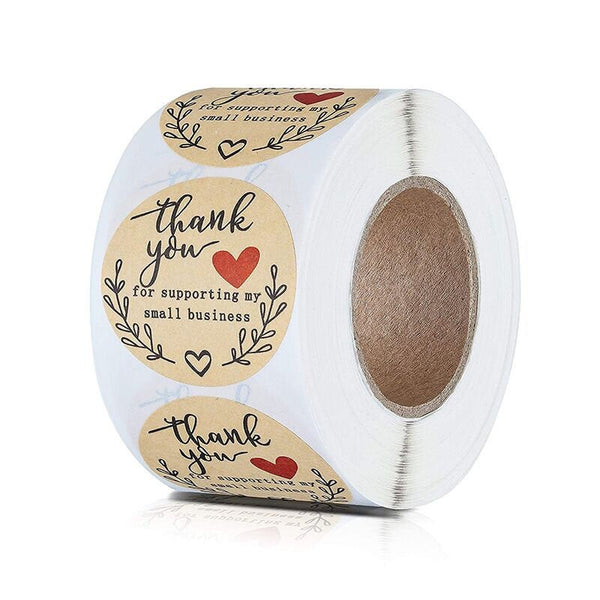 500PCS 1inch Thank You Supporting My Small Business Stickers heart Kraft Brown Sticker Business Stickers