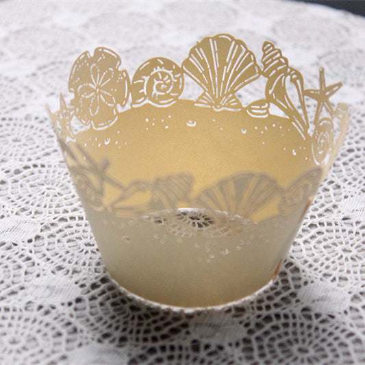 Pack of laser cut beach cake cupcake wrappers for wedding party cupcake decoration sea style beach wedding