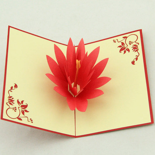 Lotus flower pop up card/3D card/ handmade greeting cards