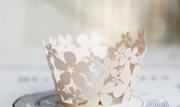 Pack of laser cut flower cake cupcake wrappers for wedding party tea party cupcake decoration Grape vine wedding/ Manor wedding