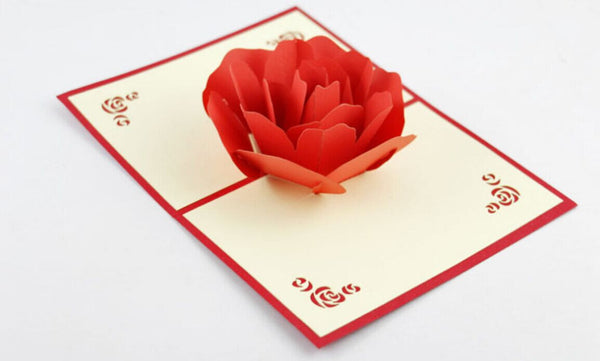 Rose Pop up card 3D rose card handmade card gift card love card