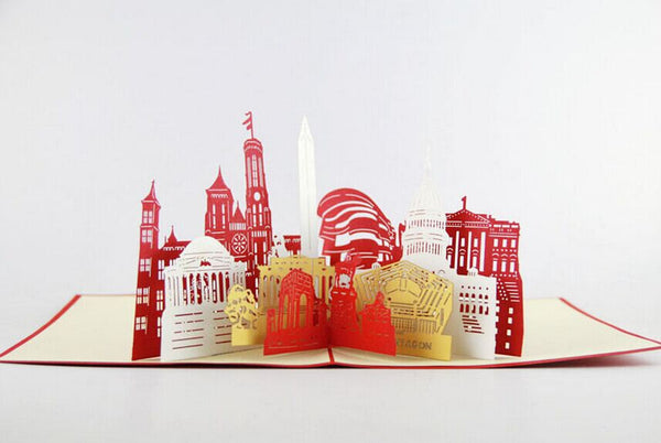 Washington City skyline in Pop up card greeting card 3d gift card gift for travelers