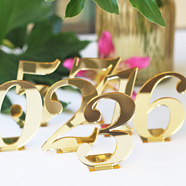Acrylic Table Numbers mirror Gold Table number mirrir silver tabe numner Weddings Standing Numbers