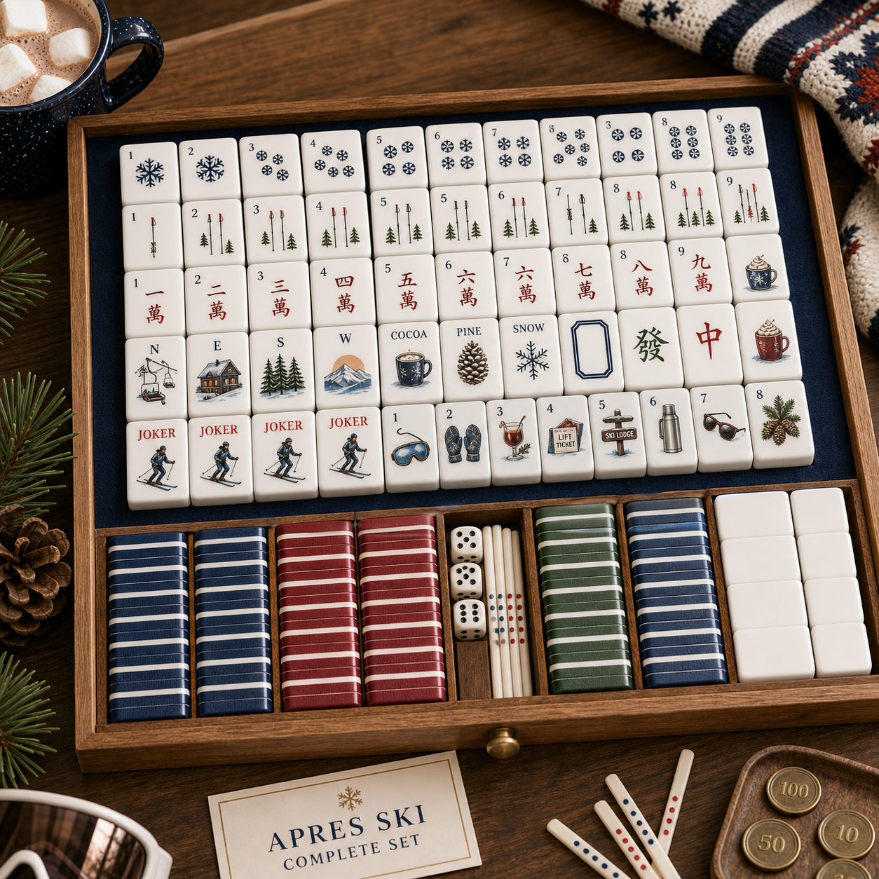 Apres Ski Lodge Mahjong Tile Set