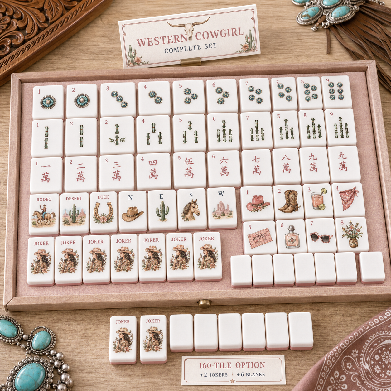 Western Cowgirl Mahjong Tile Set