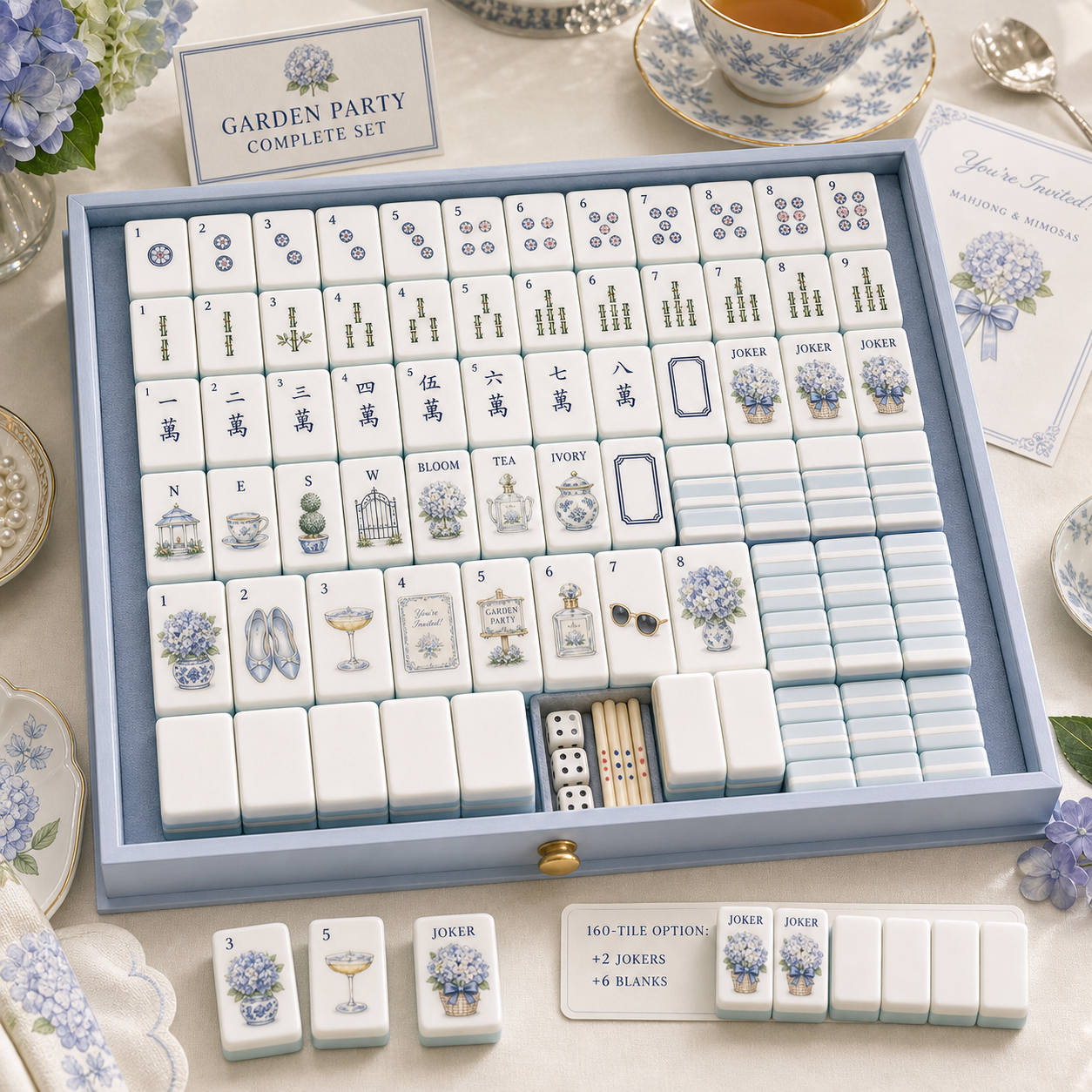 Garden Party Hydrangea Mahjong Tile Set