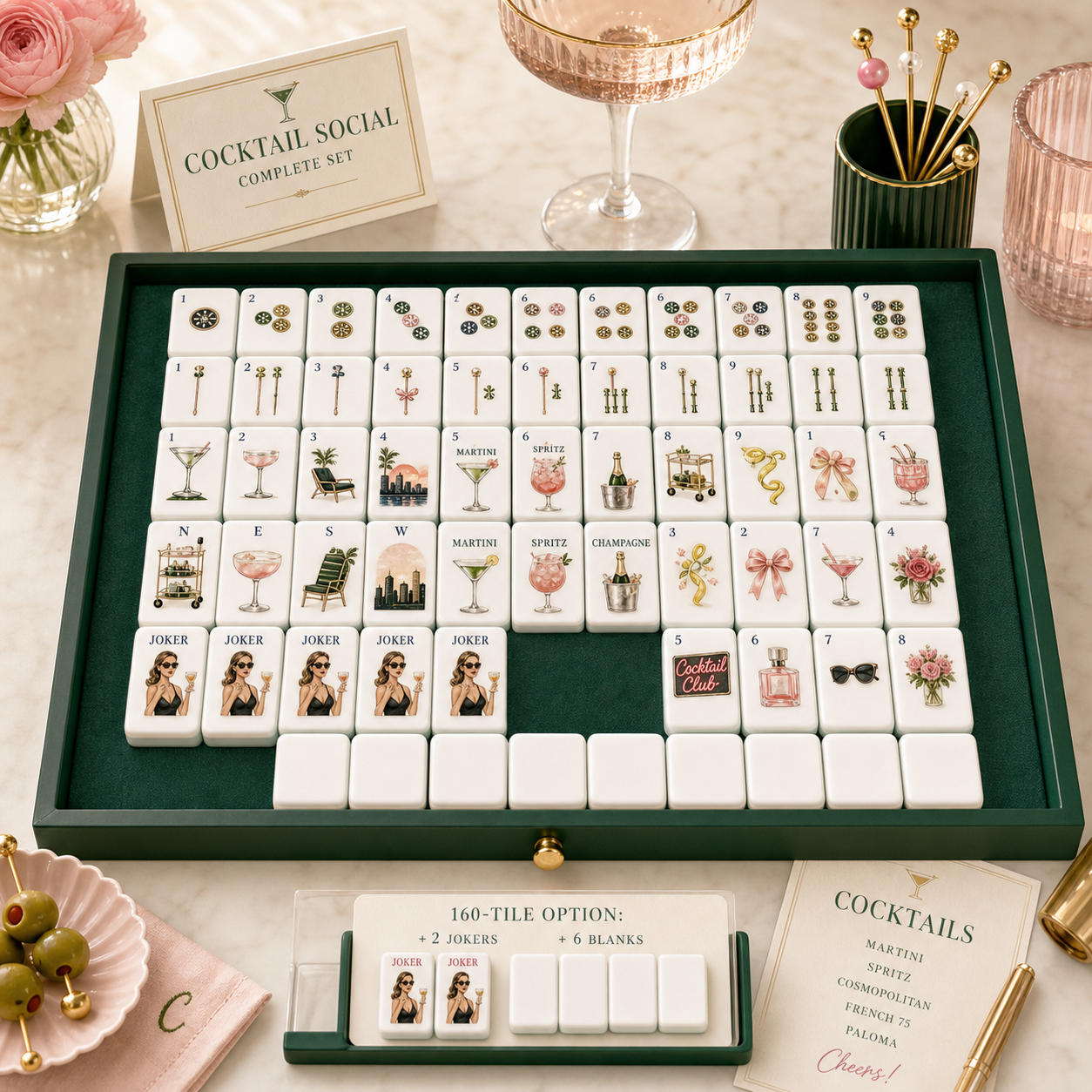 Cocktail Social Club Mahjong Tile Set