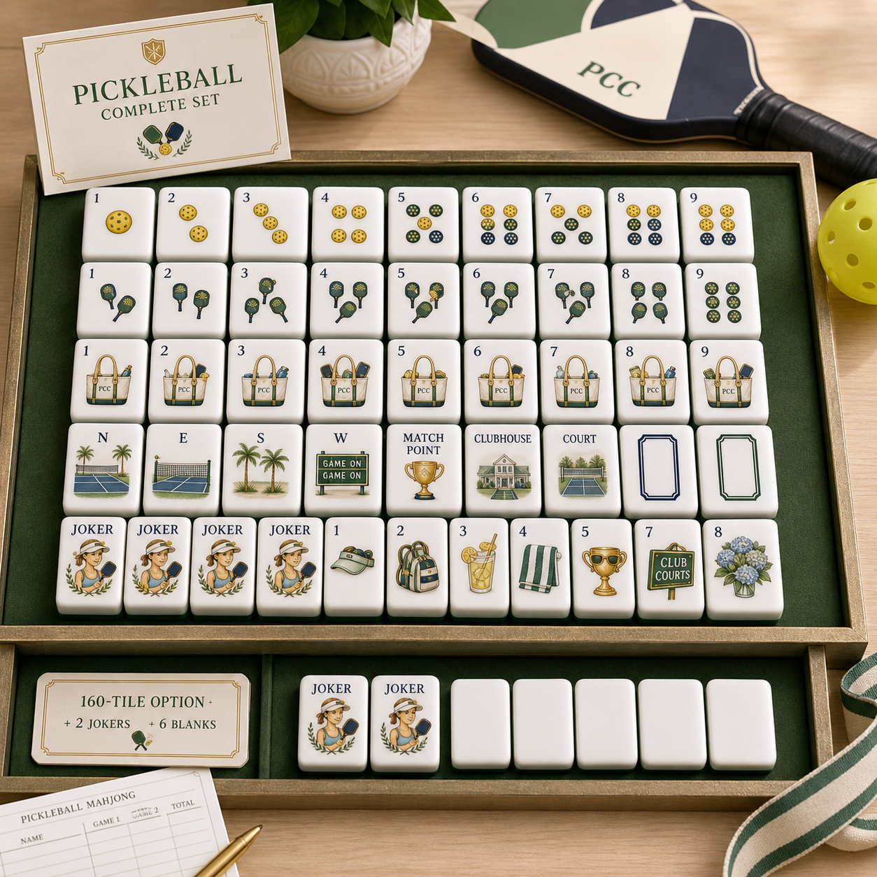 Pickleball Country Club Mahjong Tile Set