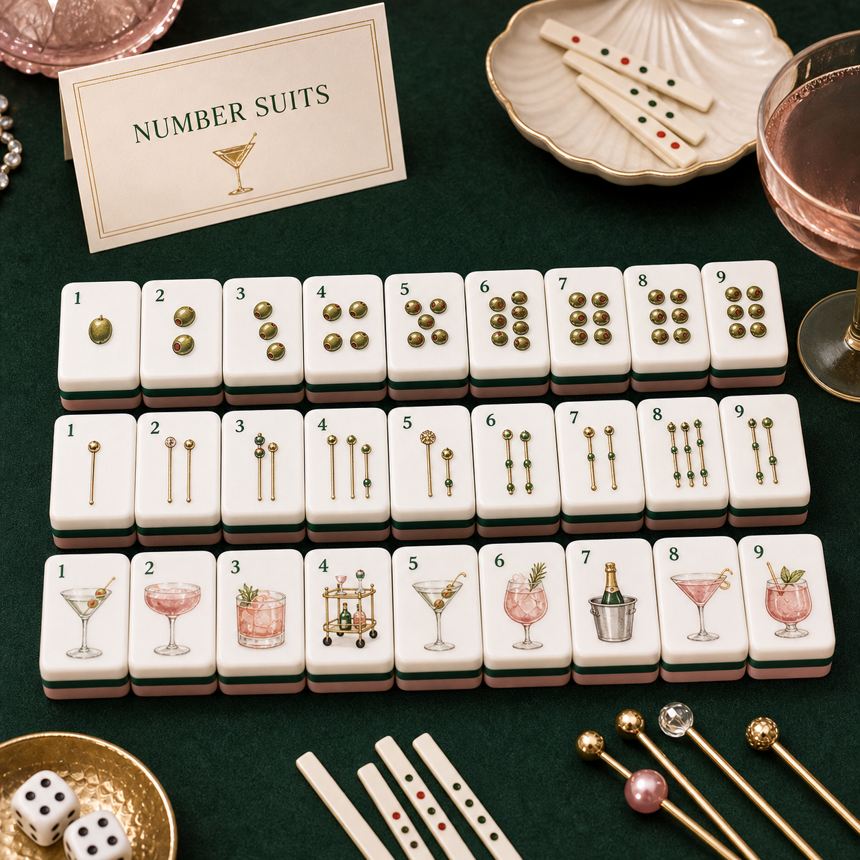 Cocktail Social Club Mahjong Tile Set