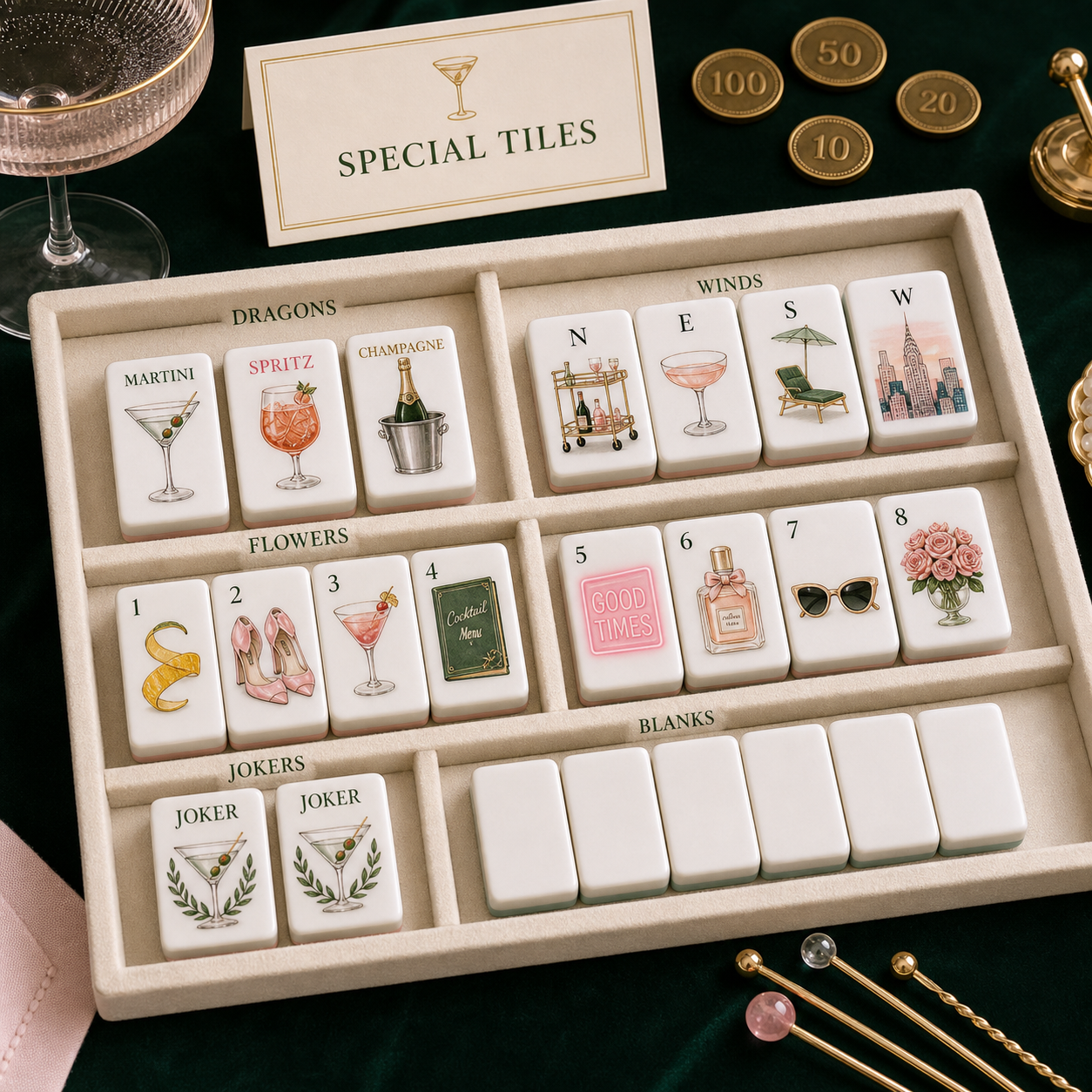 Cocktail Social Club Mahjong Tile Set