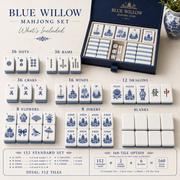 Blue Willow Chinoiserie Mahjong Tile Set