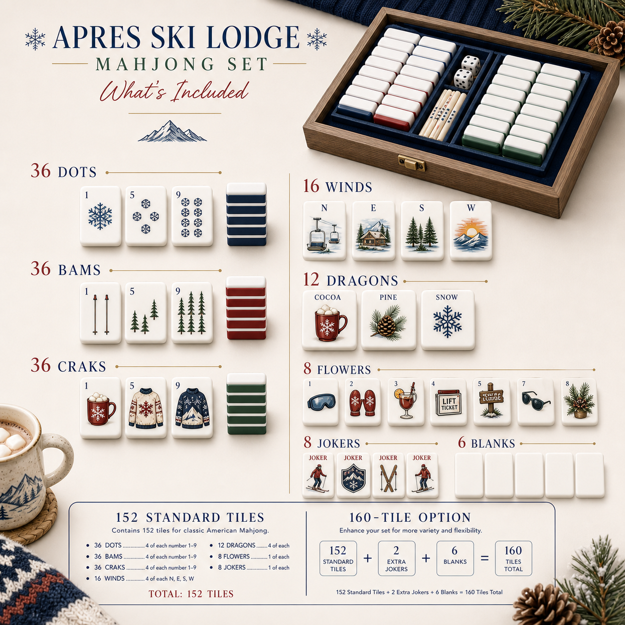 Apres Ski Lodge Mahjong Tile Set