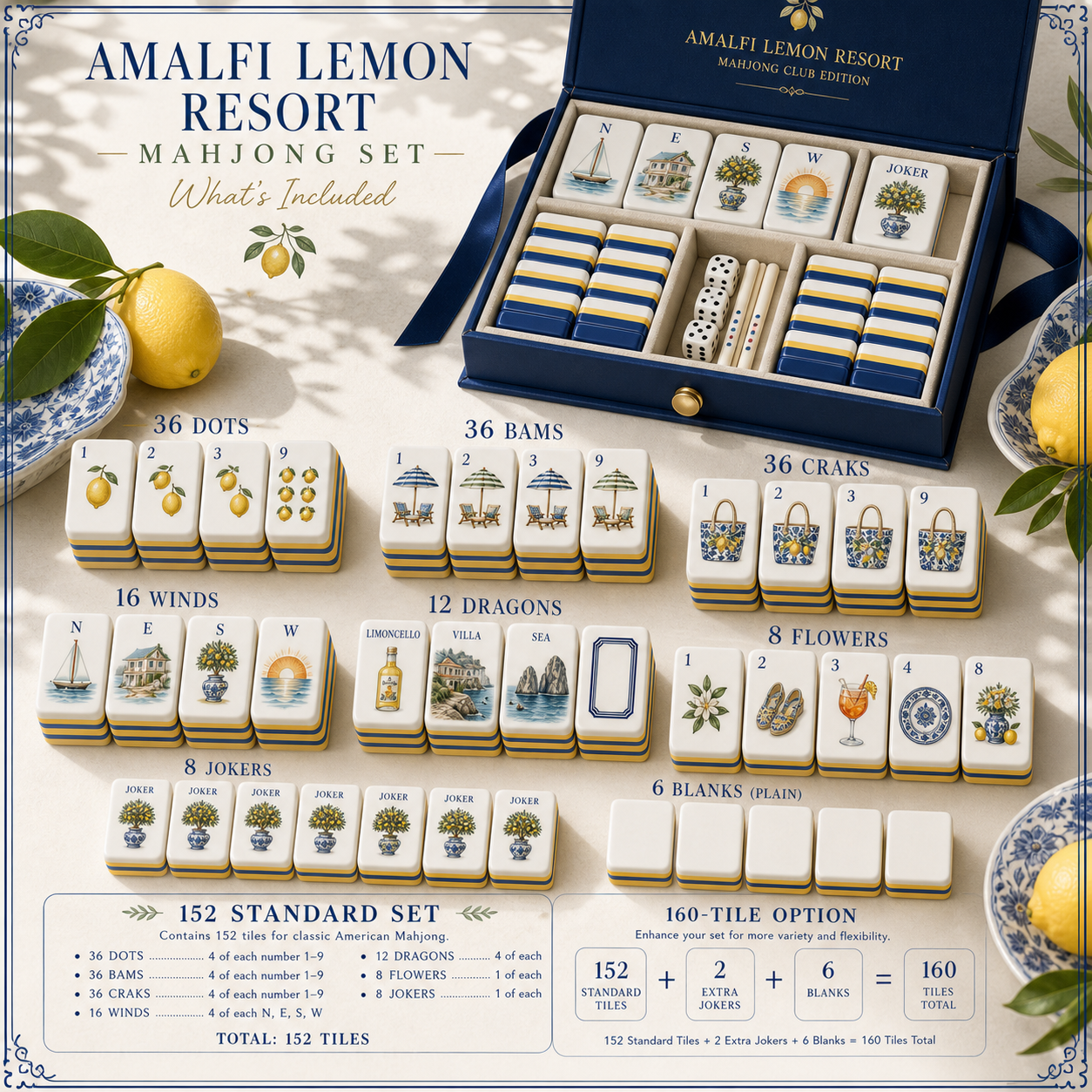 Amalfi Lemon Resort Mahjong Tile Set