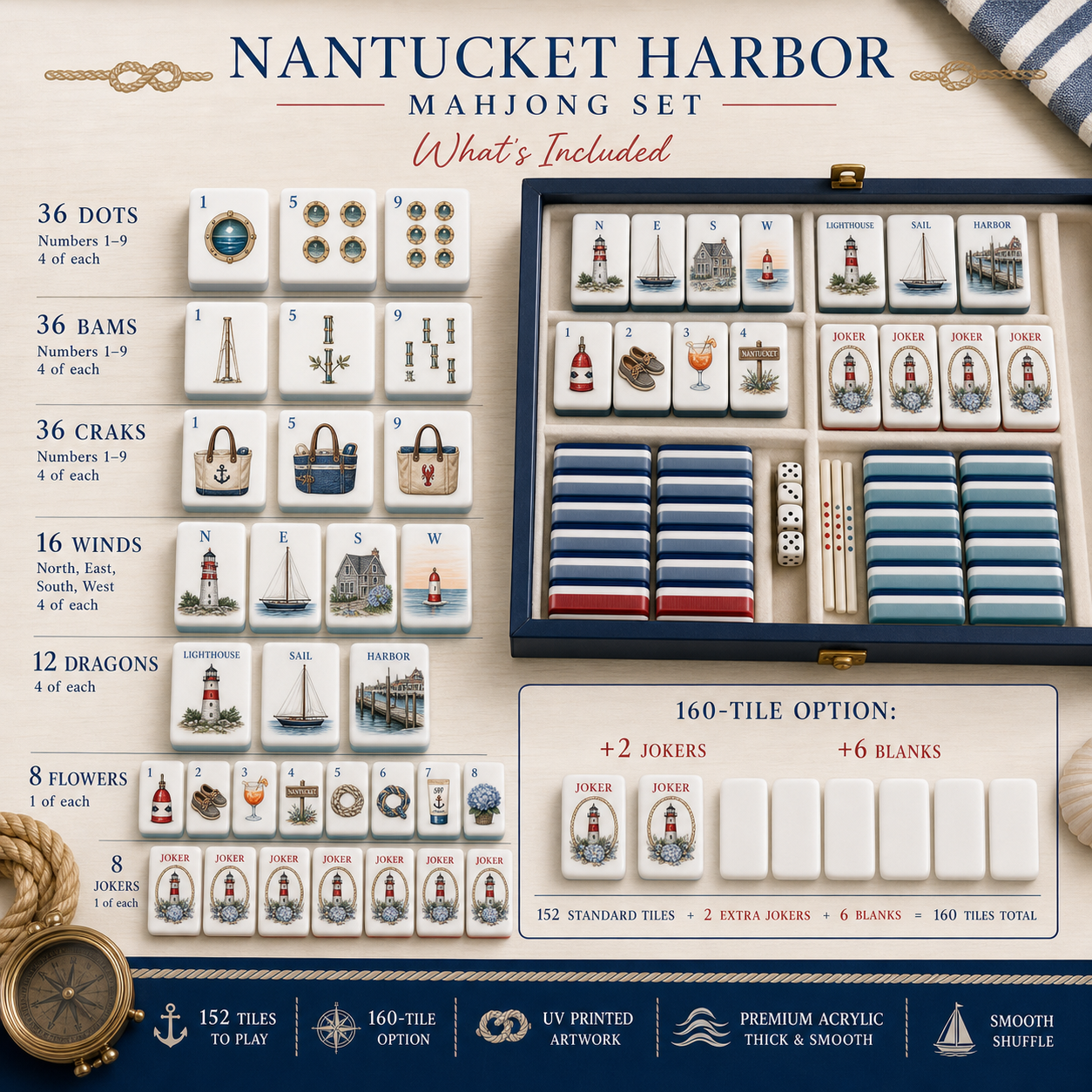 Nantucket Harbor Mahjong Tile Set