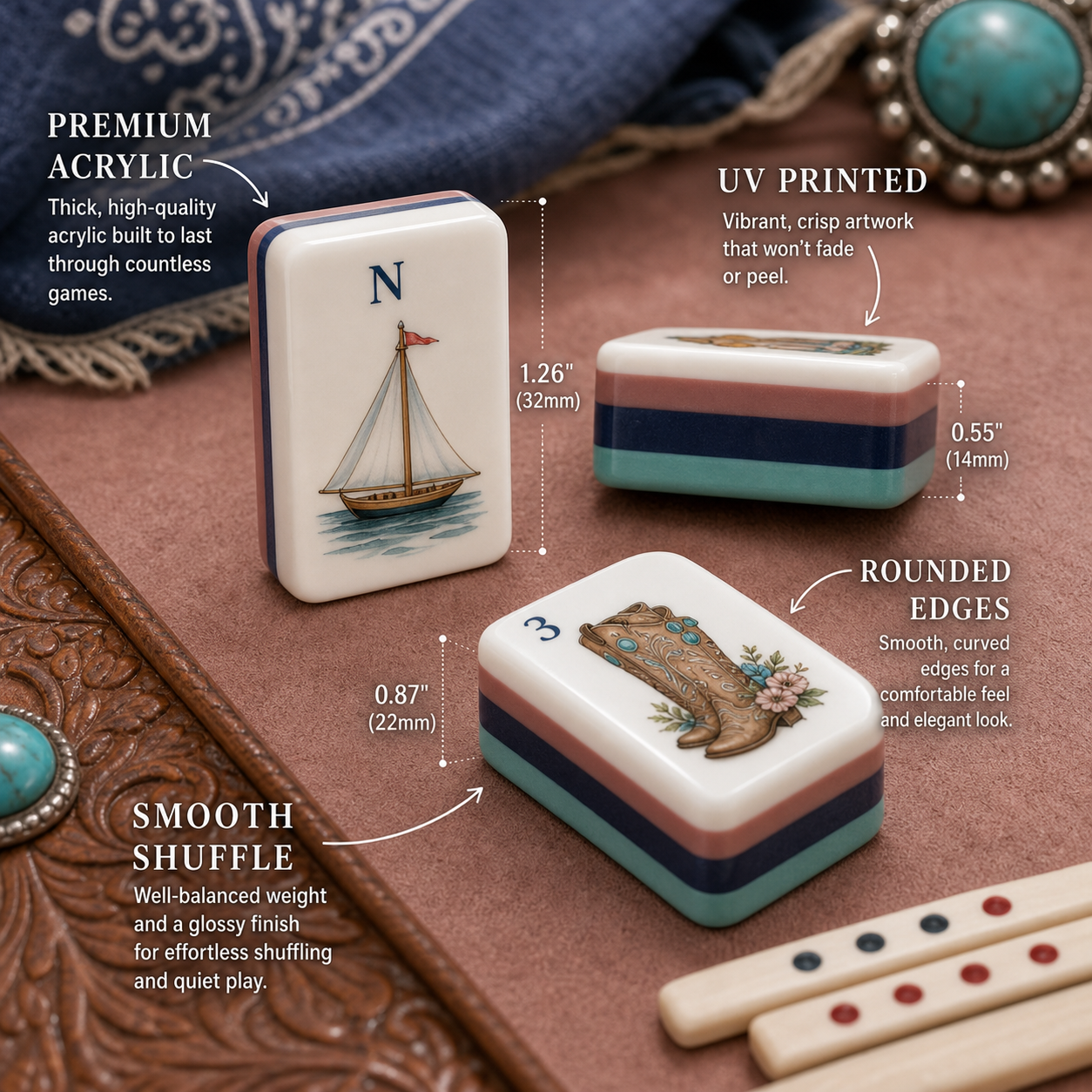 Western Cowgirl Mahjong Tile Set