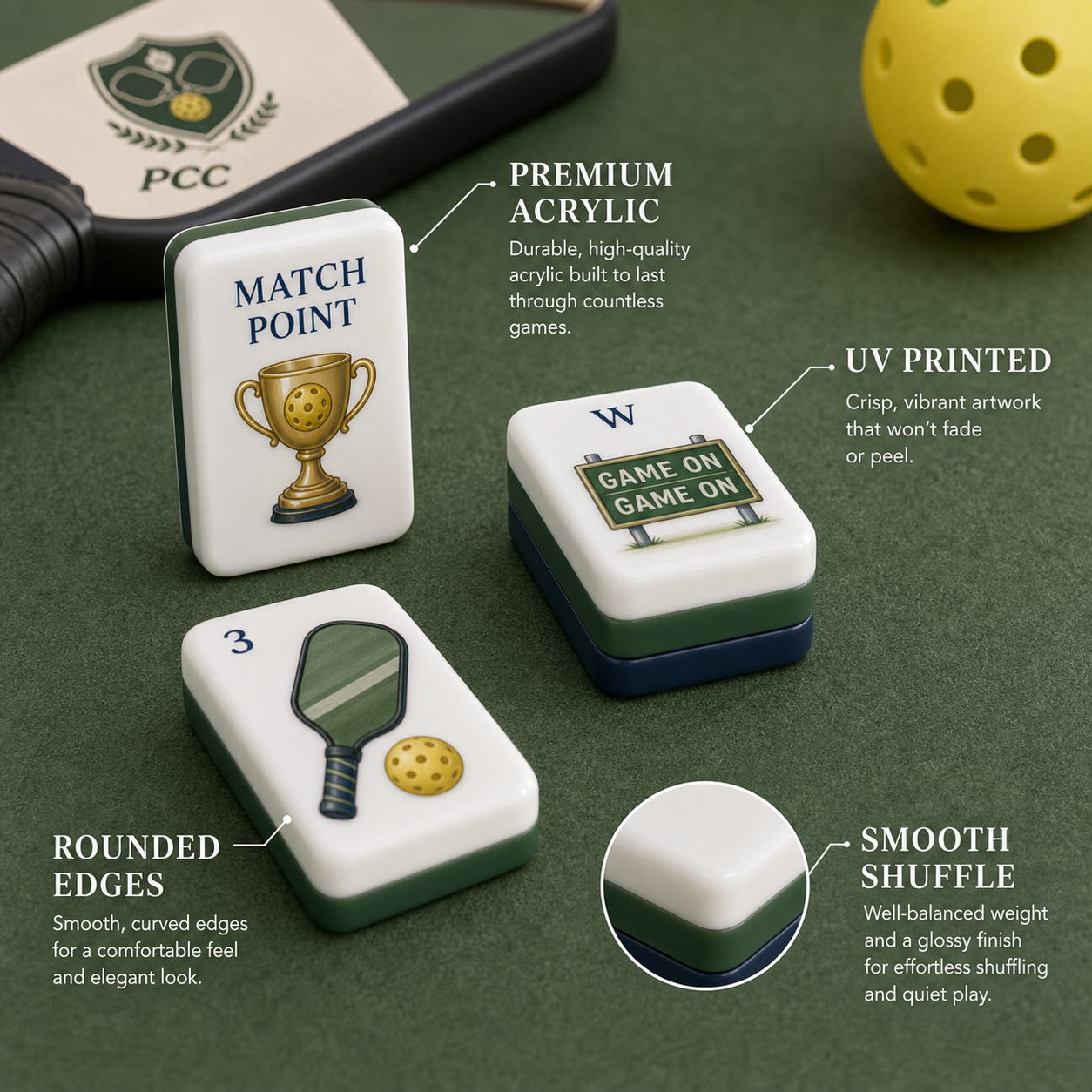 Pickleball Country Club Mahjong Tile Set