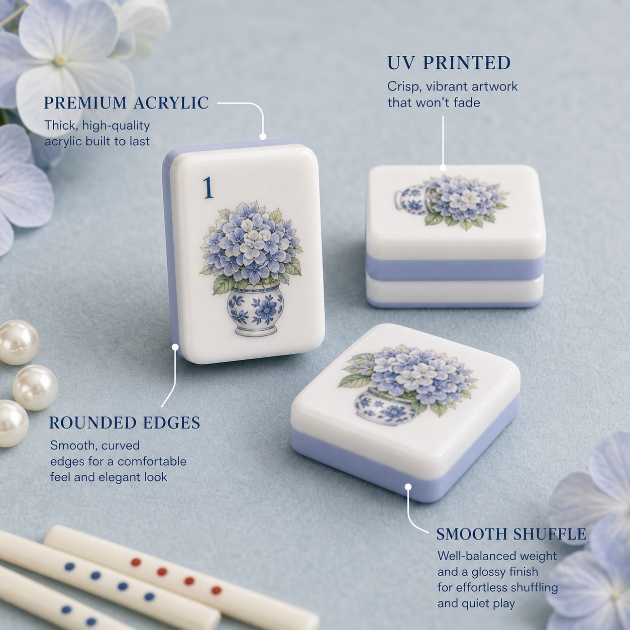 Garden Party Hydrangea Mahjong Tile Set
