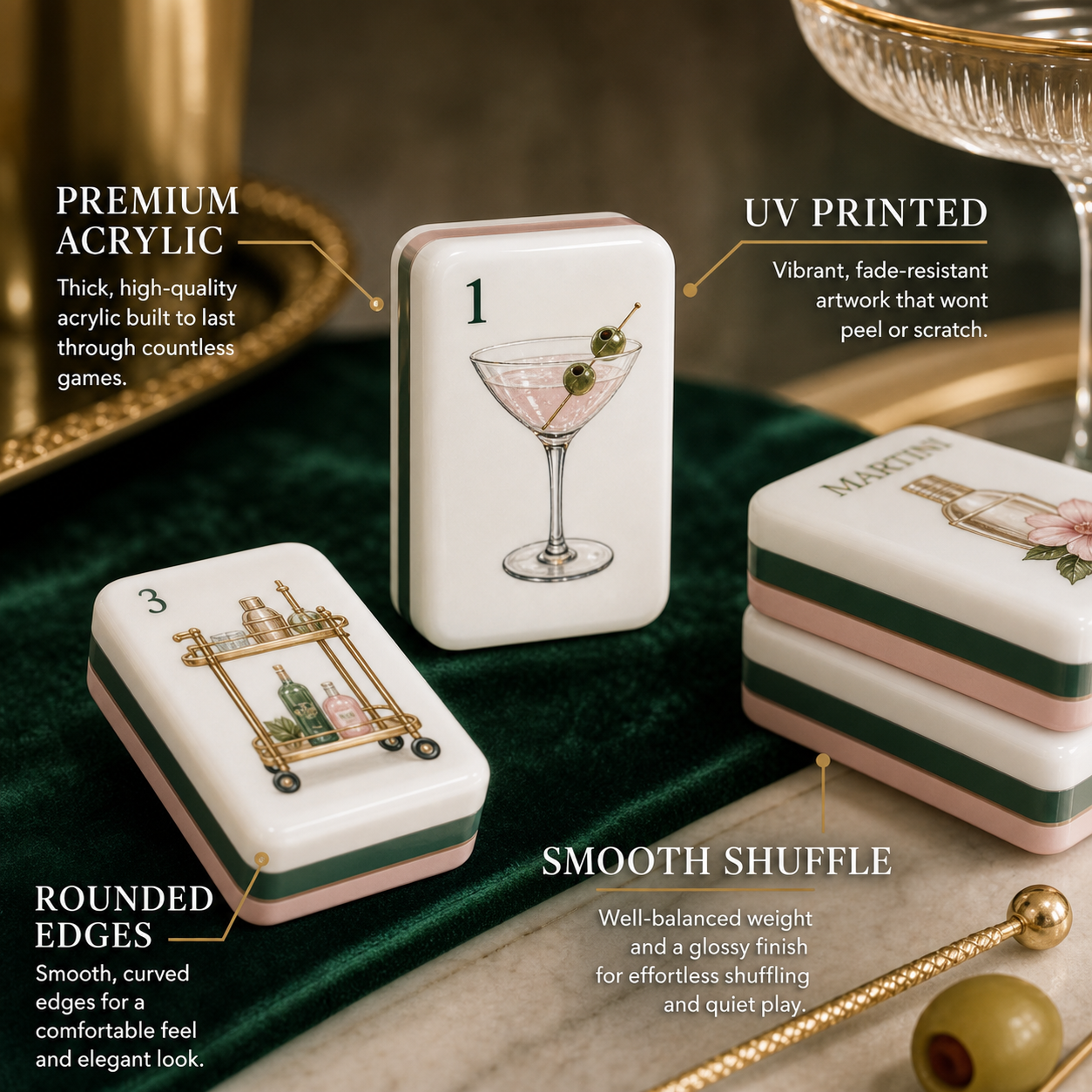 Cocktail Social Club Mahjong Tile Set