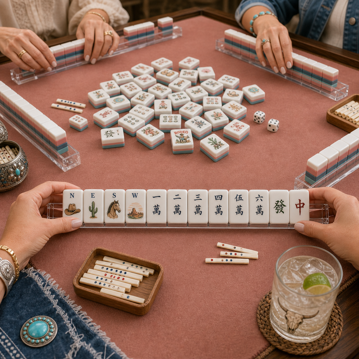 Western Cowgirl Mahjong Tile Set