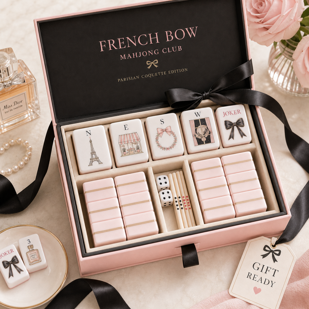 French Bow Coquette Mahjong Tile Set