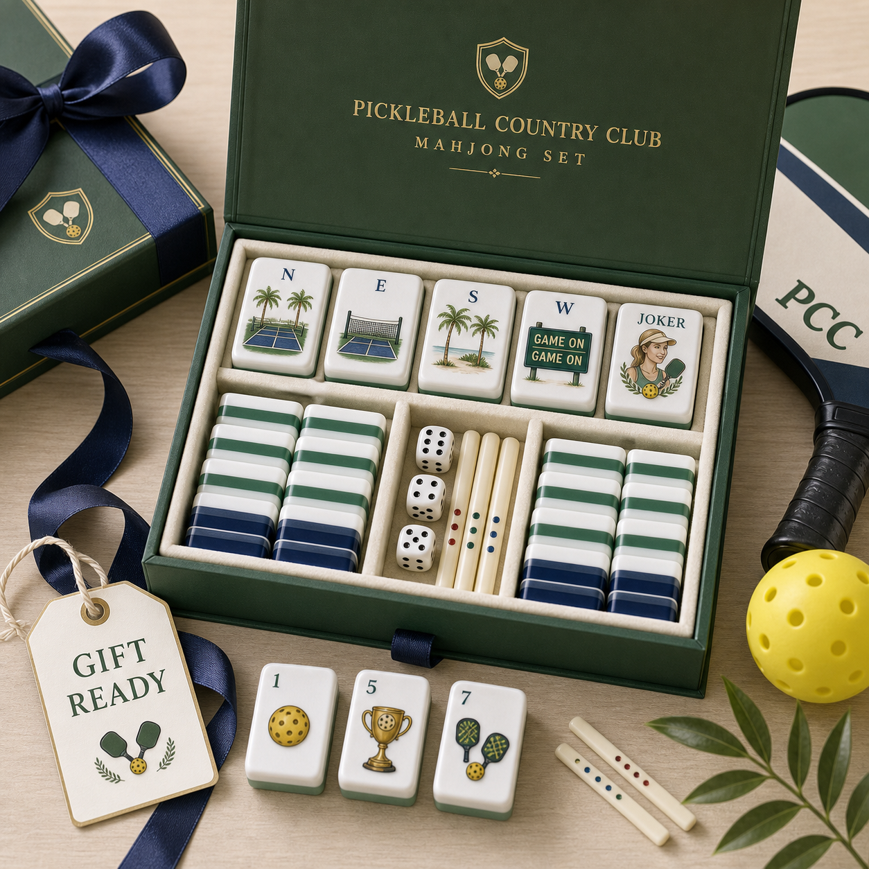 Pickleball Country Club Mahjong Tile Set