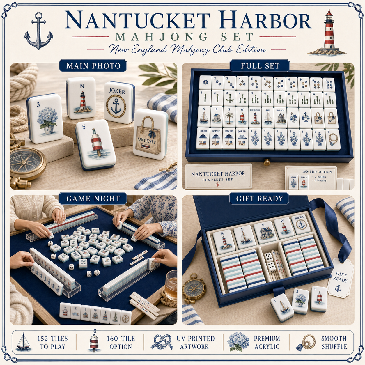 Nantucket Harbor Mahjong Tile Set