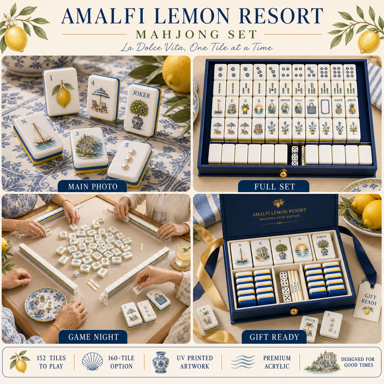 Amalfi Lemon Resort Mahjong Tile Set