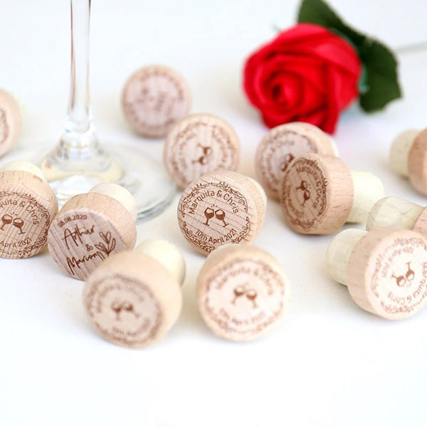 100 pcs/lot Personalized Engraved Wine Stopper Cork Baby Shower Party Customize special Wedding gift for guest party favor
