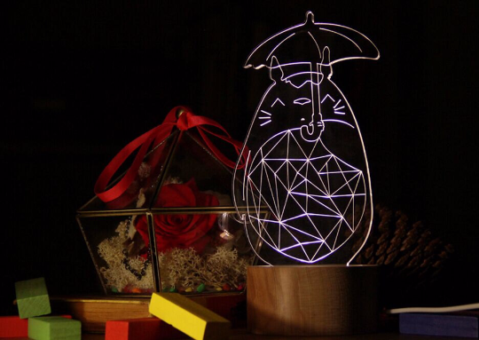 Totoro with Umbrella Doraemon night light wood lamp desk lamp bedside fawn lamp night lamp home decor gift for him/her