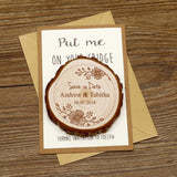 Personalize Froal Wreath Wooden Save the date Magnets, Rustic Wedding Magnet  favors,Custom Wedding Wooden Slice Magnets