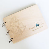 Anchor wooden guest book, Custom Wedding guestbook with your own design with Laser engraved