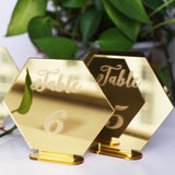 Hexagon mirror gold Table number Wedding Standing Numbers Acrylic table number wedding table number
