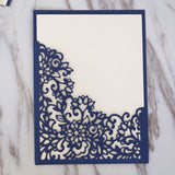Dark blue Pocket Envelope Wedding Invitation,laser cut custom invitations, personalized greeting card