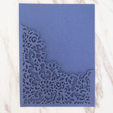 Dark blue Pocket Envelope Wedding Invitation,laser cut custom invitations, personalized greeting card