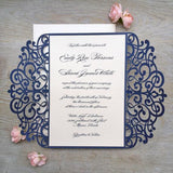 Dark blue Wedding Invitation,laser cut custom invitations, personalized greeting card