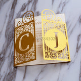 Gold Celtic Gate Laser Cut Wedding Invitation,Great Gatsby style invitations, personalized gate folded cards