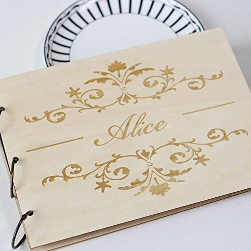 Custom Wooden Wedding guest book, Rustic wedding guestbook album, wood engagement anniversary gift