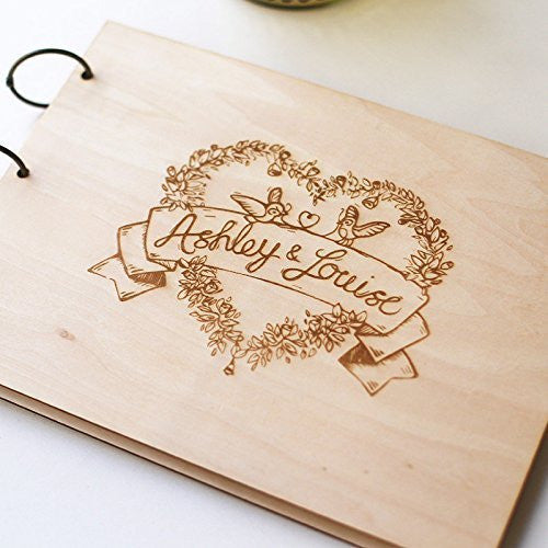 Custom anniversary Love Wedding Guest Book Heart Couple Rustic Wedding Guest Book