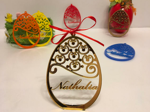 Personalized Easter Tree Ornament Custom Easter Bauble Happy Easter Decoration Custom egg Personalised Wood Egg Laser cut Golden