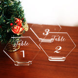 Hexagon mirror gold Table number Wedding Standing Numbers Acrylic table number wedding table number