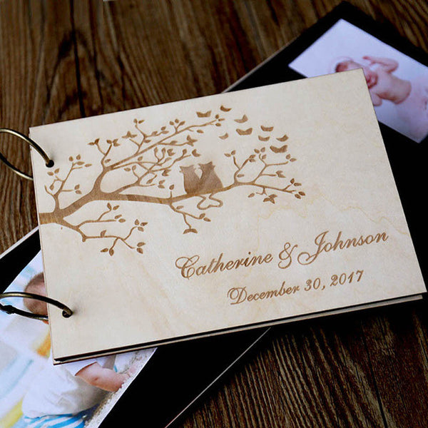 Custom Wedding Guest Book, Wood Rustic Wedding Guestbook, Lover of Cats guest book, Anniversary Gift