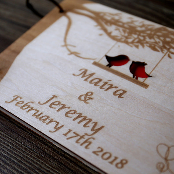 Custom Wedding Guestbook, Rustic Guestbook, love birds Guest Book, tree wedding sign in book