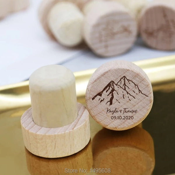 100 pcs/lot Personalized Engraved Wine Stopper Cork,Mountain design Wine Stopper,Baby Shower Party Customize special Wedding gift for guest party favor