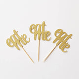 Eat me cupcake toppers, Alice in wonderland Toppers,glitter gold party decor, food picks, wedding decor