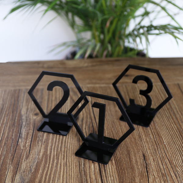 Geometric Table Numbers for Wedding, Gold Laser Cutout Hexagon Table Numbers Wedding Decor, Boho Centerpiece Table Decor