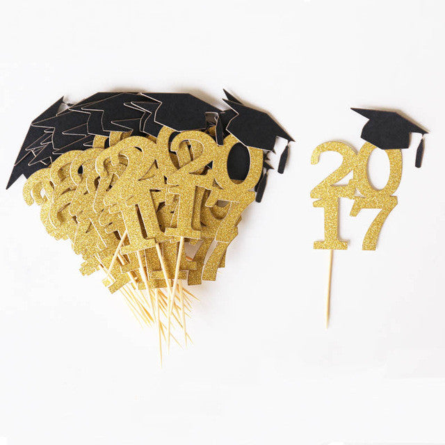 Glitter 2017 Graduation Cupcake Toppers, Graduation Cupcake Topper, High School Graduation, College Graduation