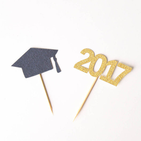 Graduation toothpicks, Class of 2017 cupcake Toppers,graduation party decor, food picks